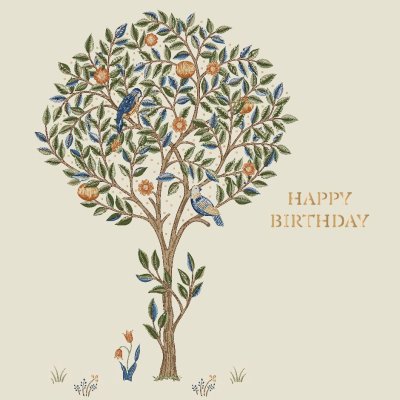 Födelsedagskort Happy Birthday, Träd av William Morris